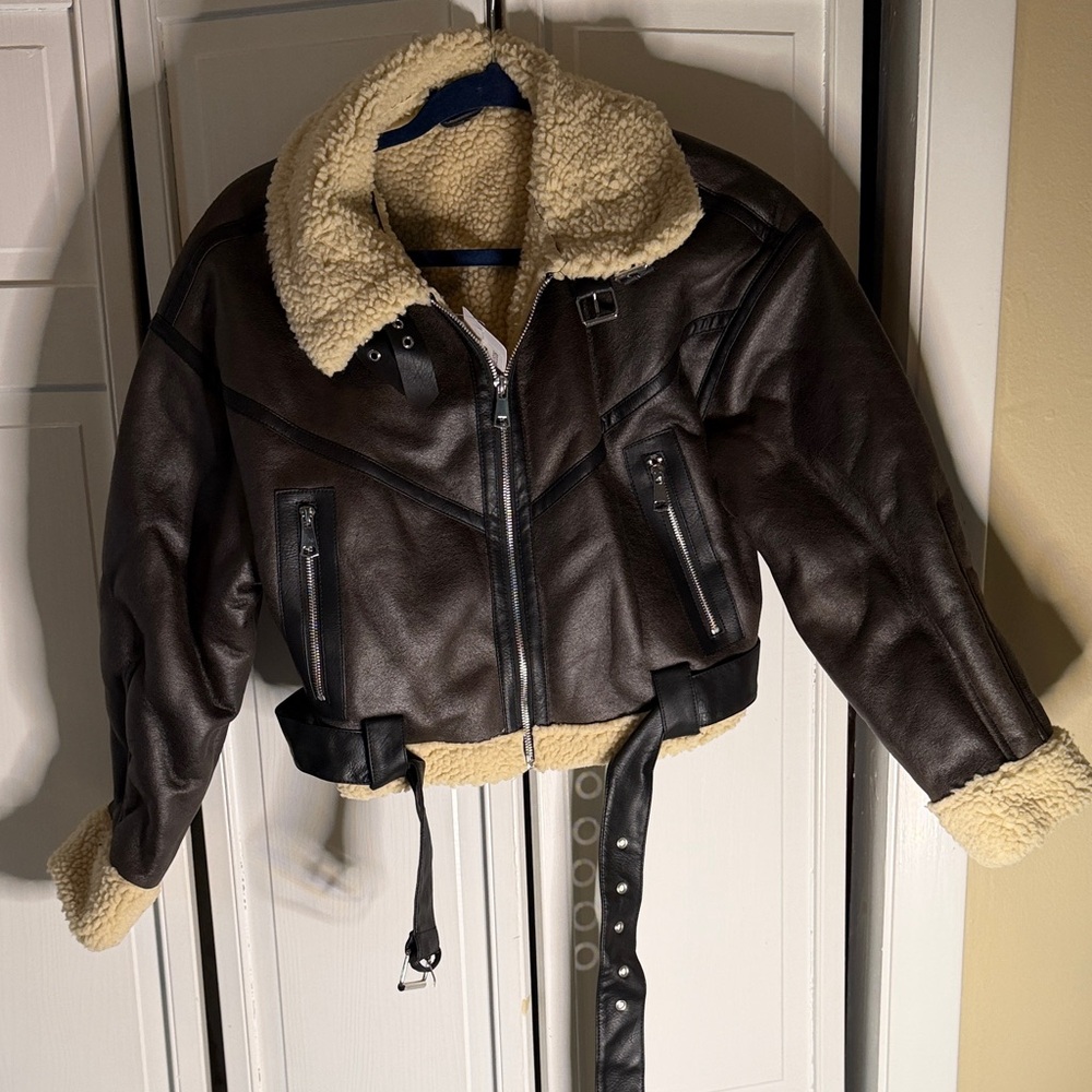 Brown Shearling Aviator Jacket